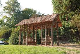 rustic sitting shelters covered