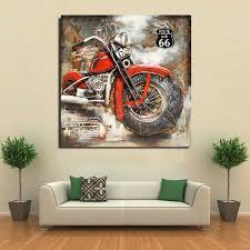 Framed Motorcycle Wall Art Metal Canvas