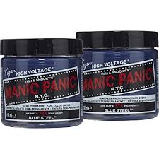 This blue black bob brings youthfulness with sensible. Manic Panic Blue Steel Hair Color Cream 2 Pack Classic High Voltage Semi Permanent Hair Dye Vivid Silver Shade For Dark Light Hair Vegan Ppd Ammonia Free Ready To Use No Mix