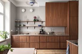 light grey walls and dark wood kitchen