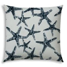 Navy and white outdoor cushions. Joita Floating Starfish Sewn Closure Polyester Outdoor Pillow In Navy Blue White Jojc3281150a