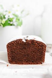 moist chocolate pound cake in a loaf