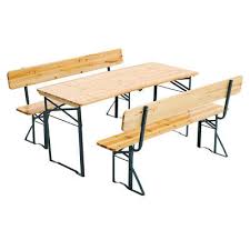 3pc Folding Table Bench Set Beer