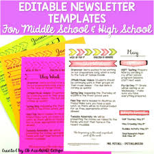Editable Monthly Newsletter Templates Middle School And High School