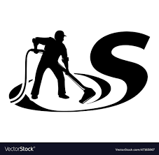 man cleaning carpet logo royalty free