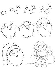 We draw the face, the bag and the bear and outline the contours. Drawing Santa Claus Santa Claus Drawing Easy How To Draw Santa Easy Christmas Drawings