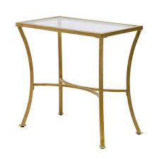 High Rectangle Glass Top End Table