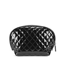 quilted patent cosmetic bag