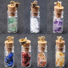 Whole Energy Crystal Stone Mini Glass Bottle Pendant Vial Necklace Handmade Lucky Jewelry For Women And Men With Rope Chain