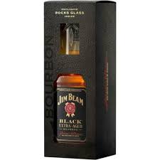 jim beam bourbon black and rocks glass