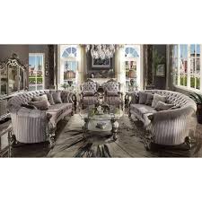Homeroots Amelia 55 In W Rolled Arm Velvet Tufted Curved Sofa In Gray Antique Platinum
