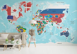 Map With Flag World Map Wallpaper