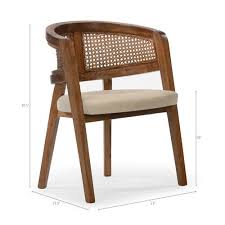 White Linen Seat Low Cane Back Dining Chair