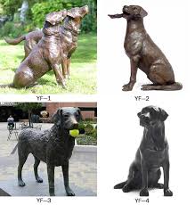 bronze dog statue life size black lab