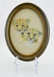 Vintage 1977 Lion Cubs Animal Print