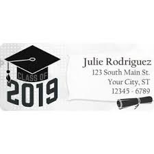 Details About Class Of 2019 Personalized Return Address Labels Black Diploma And Cap 60 Labels