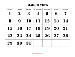 Printable March 2020 Calendar Free Blank Templates