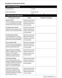 Performance Appraisals And Sample Appraisal Form Templates