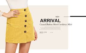 Wdirara Womens Casual Button Front Mid Waist Above Knee Short Corduroy Skirt