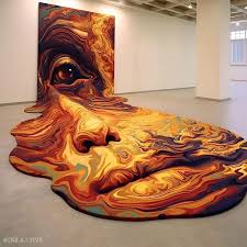surreal carpets melt down the wall and
