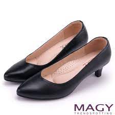 MAGY OL素雅真皮尖頭女中跟鞋黑色| 8cm以上| Yahoo奇摩購物中心