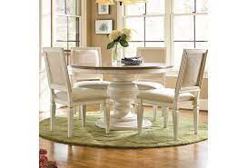 This set features a round dining table and four dining chairs. Universal Summer Hill 987656 4x634 6 Piece Round Pedestal Table And Woven Back Side Chair Set Baer S Furniture Dining 5 Piece Sets