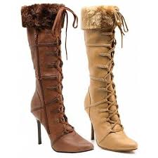 Viking Boots Womens Fur Trimmed Cuff Mid Calf High Heel Shoes Ebay