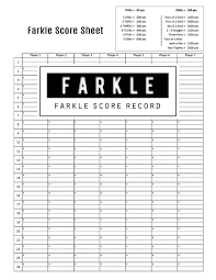 Farkle Score Record Farkle Game Record Keeper Book Farkle