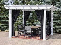 Pergola With Curtain Rods And Curtains