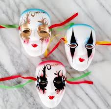 Vintage 90s Painted Ceramic Wall Masks