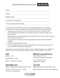 bridal hair contract template form