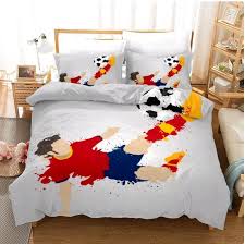 Cartoon Football Bedding Set Blue Bed