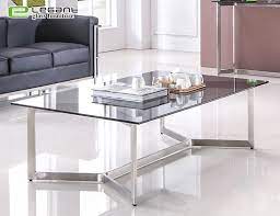 Glass Coffee Table With Stainless Steel