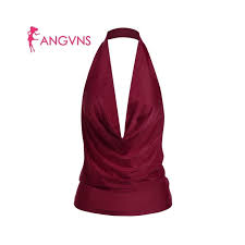 Angvns Women Halter Tops Casual Sleeveless Solid Backless