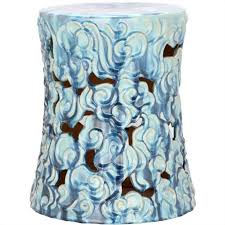Safavieh Ceramic Garden Stool In Ocean Blue