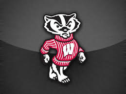 wisconsin badgers logo on striped
