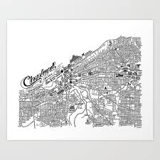 cleveland ohio map art print by