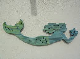 Routed Wood Mermaid Wall