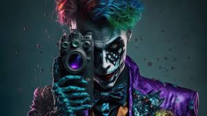 joker colorful with tattos and camera