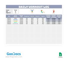 daily workout log template in google docs