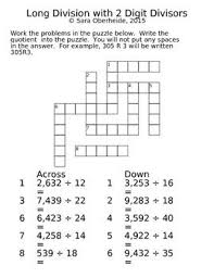 Free Long Division Crossword Puzzles Long Division Math