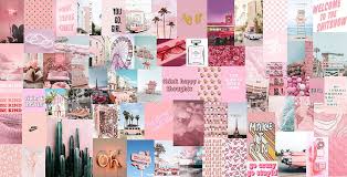 light pink aesthetic wall collage kit