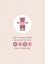 Baby Girl Announcement Card Design Baby Bear Vector Illustration