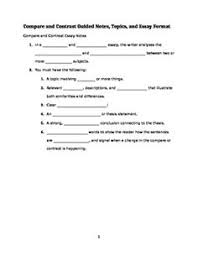 A comparison contrast essay outline worksheet for English language learners 