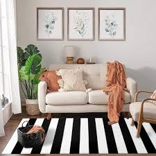 black and white striped rug runner 2 x6