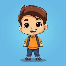 a boy flat cartoon character ilration