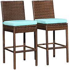Combining a sense of style and attention to quality, bar stools from lamps plus are the perfect choice for living and entertaining spaces. Amazon Com Sundale Outdoor Bar Stools Set Of 2 2 Piece Woven Wicker Bar Stools Armless Patio Bar Chairs With Cushion Blue All Weather Outdoor Patio Furniture Aluminum Brown Kitchen Dining