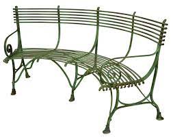 French Green Iron Curved Garden Bench