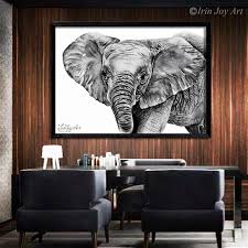 Safari African Elephant Black White