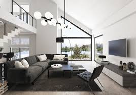 modern style living room with gable
